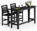 Ciokea 3 Pcs Outdoor Bar Height Table Set, 60" Extra Long Rectangle High Top Table and 2 Oversized Adirondack Chairs Set, Heavy-Duty All-Weather HDPE Patio Bar Set for Backyard Balcony Deck, Black
