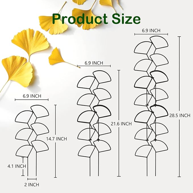 Indoor Plant Trellis for Climbing Plants, 3 Pack Stackable Garden Trellis for Potted Plants, Small House Plant Trellis for Vine Ivy Flower Plant Support Outdoor DIY Metal Trellis, Black