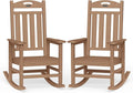 Oversized Rocking Chairs Outdoor Set of 2, High Back Porch Rocking Chair, HDPE All Weather Resistant Patio Chairs, 380lbs Weight Capacity, Teak