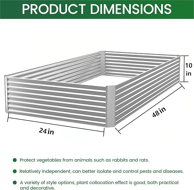 FRIZIONE 4pcs 4x2ft Galvanized Raised Garden Bed Outdoor,Above Ground Garden Bed for Vegetable,Metal Raised Beds for Flower,Steel Raised Beds for Gardening