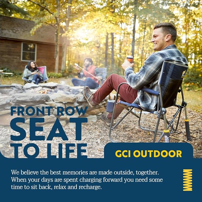 GCI Outdoor Freestyle Rocker Portable Folding Rocking Chair, Outdoor Camping Chair with Side Table