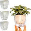 4 Pack 4 inch Self Watering Pots Planters for Indoor Plants, African Violets Pots with Wick Rope, Modern Plastic Nursery Pots for All House Plants,Flowers Succulents,Herbs,Cactus,Orchids