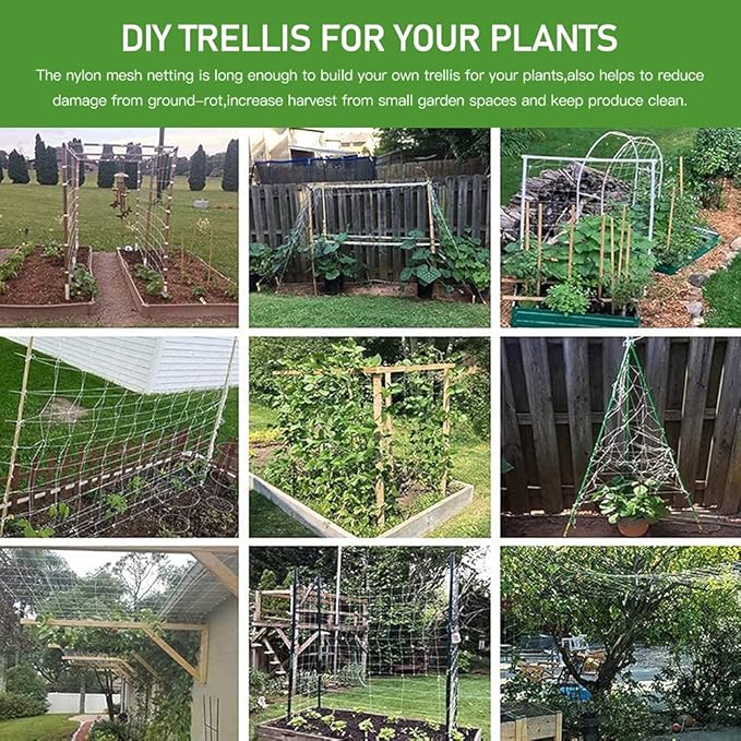 Trellis Netting, CANAGROW Heavy-Duty Garden Plant Trellis Netting for Climbing Plants, Outdoor Indoor Grow Net for Beans Tomatoes Peas Pumpkin Flowers, 6x15ft, 1 Pack