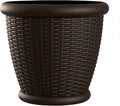 Suncast 18" Resin Indoor/Outdoor Wicker Planter, Brown, Made in the USA