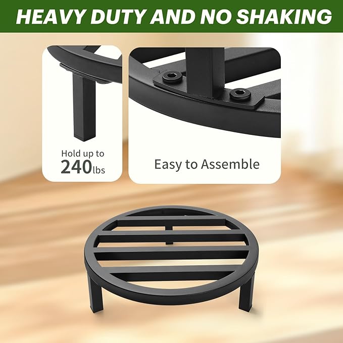 3 Pack 10.23 Inch Metal Plant Stands Outdoor,240 LBS Capacity,Single Plant Stand Indoor for 5-12 Inch Pots,Heavy Duty Flower Pot Stand Stool Riser,Black
