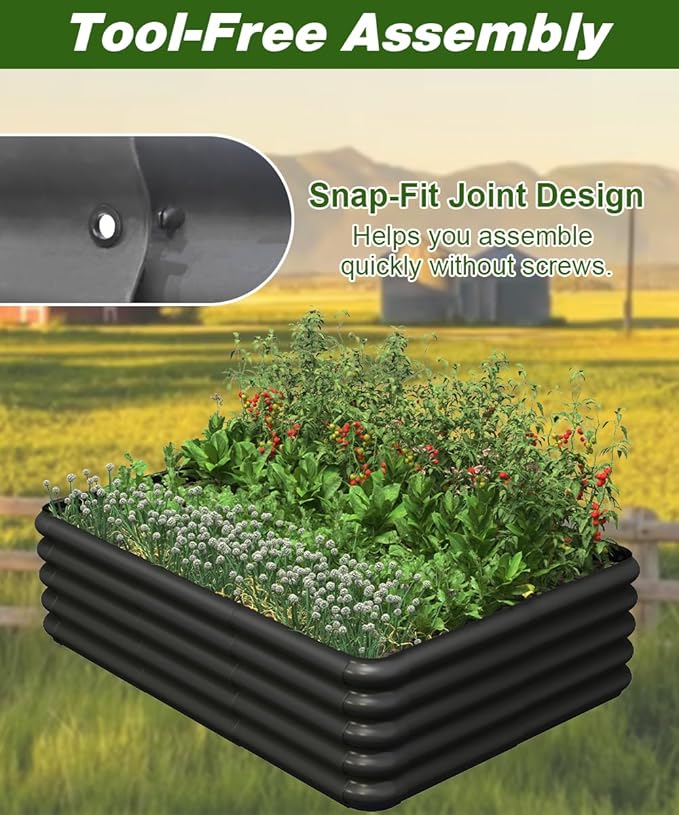 4.3x3.0x1.0ft Raised Garden Bed Kit for Outdoor, PP Material Planter Boxes, Large Garden Box Flower Bed with Easy Assembly, Gardening Containers for Vegetables, Flowers, Herbs, Black