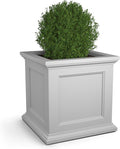Mayne Fairfield 28-Inch Square Planter – Weather-Resistant Planter for Flowers – Durable Indoor/Outdoor Design for Commerical, Patio, Porch, or Entryway, White