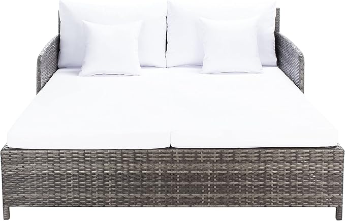 Safavieh Outdoor Collection Cadeo Grey Brown/White Cushion Daybed PAT7500C