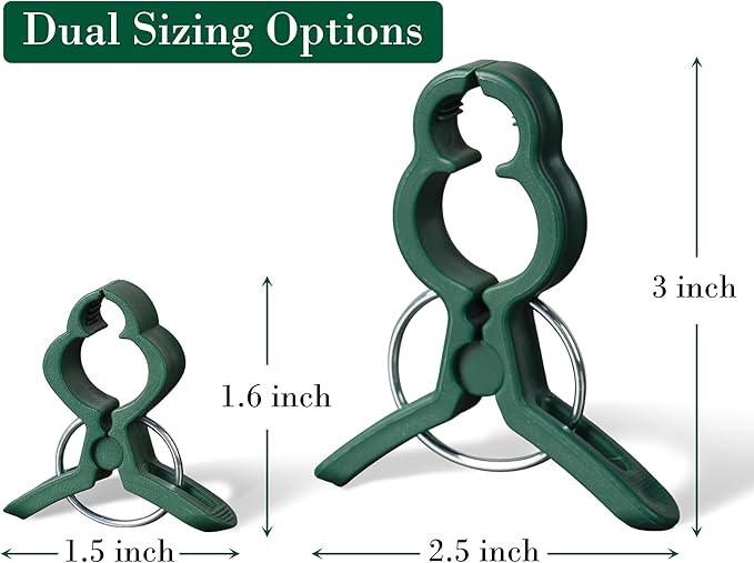 Garden Plant Clips 50 Pack Big Size Dark Green, Reusable Garden Plant Supports Clips for Supporting Stems of Flower Vine Vegetables Tomatoes Climbing
