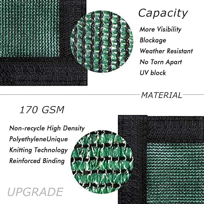 UPGRADE Privacy Fence Screen 3'x68' Dark Green Outdoor 90% Visibility Blockage 170 GSM Mesh Shade Cover Panels for Backyard,Balcony,Home Decoration with Zip Ties,Customized Avaliable