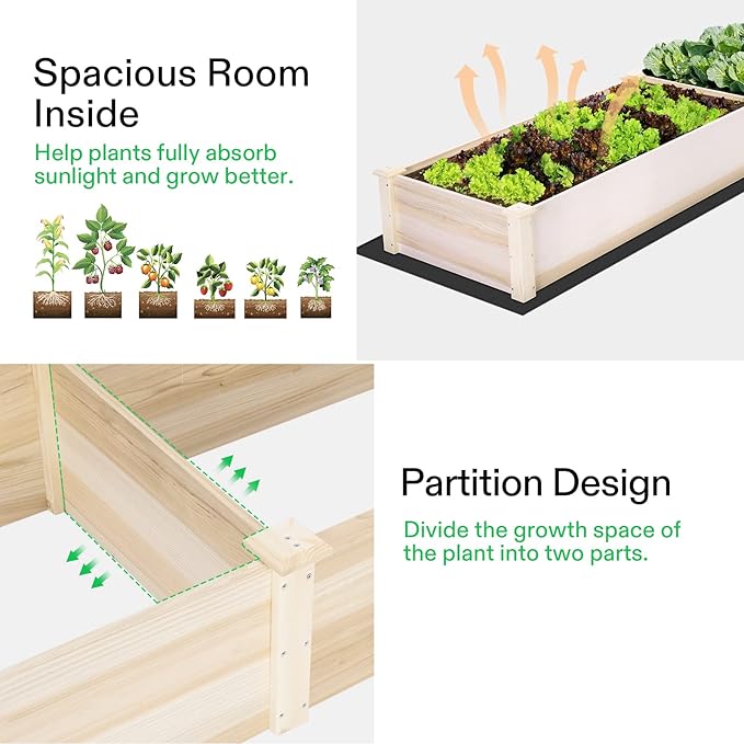 VIVOSUN Wooden Raised Garden Bed, 48 x 24 x 30 Inches, Outdoor Wood Planter Box with Gloves and a Liner, with Trellis for Vine Climbing for Garden, Patio, Balcony, Backyard and Outdoors (Pack of 2)