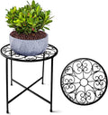Plant Stand Indoor Outdoor, 15" Tall Flower Pot Stand, Round Metal Corner Plant Stand for Flower Pot, Rustproof Flower Plant Holder for Home, Garden, Patio, Plant Lovers, Housewarming (Set of 1)