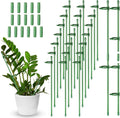 meekoo 30 Pcs Adjustable Garden Plant Support Stakes Single Stem Plant Cage Support Rings with Clips and Connect Pipe for Orchid Rose Tomato, 12 Inch (Green)
