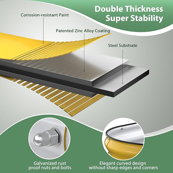 Raised Garden Bed Kit, 4x2x1ft Galvanized Planter Box with Rubber Safety Edging, Metal Garden Beds for Vegetables, Flowers, Herbs, Backyard & Patio (Cream Yellow)
