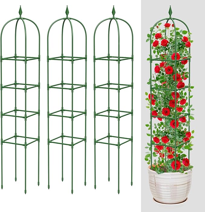 Garden Trellis for Climbing Plants Outdoor & Indoor - 6Ft Tall Rustproof Plant Support Cage for Vines, Flowers, Vegetables, Roses | Heavy-Duty, Adjustable & Decorative (3)
