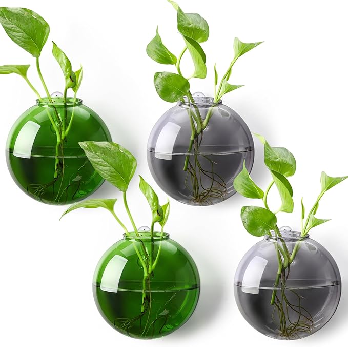 4 Pcs Stained Glass Hanging Vases Hanging Glass Planters Small Plant Terrarium Pot Containers with Rope for Garden Home Indoor Outdoor Decor, 4 Styles (Retro)