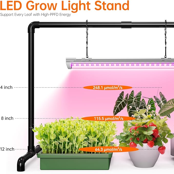 Bstrip Grow Light Stand, 1.3ft 18W Grow Light for Indoor Growing, Full Spectrum LED Plant Light for Seed Starting, Height Adjustable, 27.0" L x 13.0" W x 19.1" H