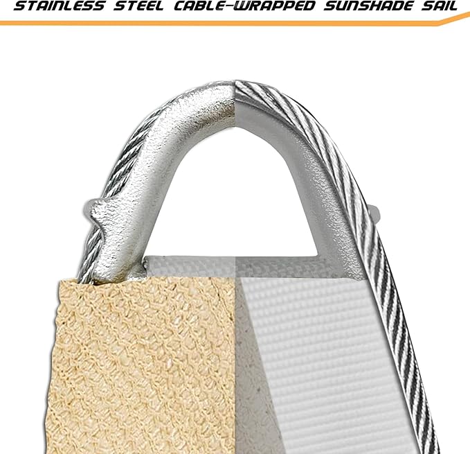 Upgraded with High-Strength Steel Cable Edges 20' x 24' Sun Shade Sail Sand Rectangle, Heavy Duty UV Blockage Outdoor Cover with Steel Wire Edges for Patio Garden