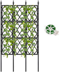 5.25FT Garden Trellis for Climbing Plants Outdoor, Black Iron Pipe Support Fence,Metal Wall Lattice Climbing Frame for Potted Plants Indoor for Ivy Vines Vegetable Flower, Patio, Lawn, Yard, Backyard