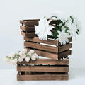 Efavormart Set of 3 Brown Rustic Wooden Nesting Crates with Built-in Handles, Decorative Farmhouse Storage Boxes and Display Containers for Wedding Decor and Storage