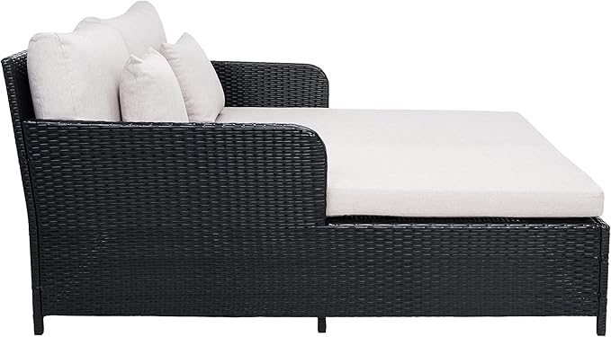 Safavieh Outdoor Collection PAT7500 Daybed, Black/Light Grey