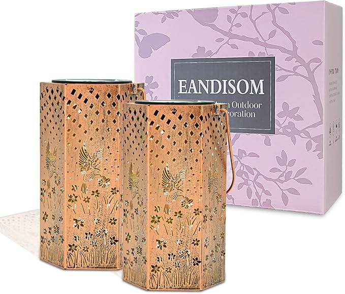 2 Pack Hummingbird Solar Lanterns Outdoor Waterproof - Mothers Day Gifts for Mom Grandma, Birthday Gifts for Women, Solar Lights Outdoor Garden Decor for Outside