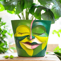 GUGUGO 8 Inch Planter Abstract Rainbow Face Pots for Plants, Unique Head Planters Pots with Drainage, Cute Eclectic Flower Pot for Garden, Colorful Funny Room Decor (Mainly Green)