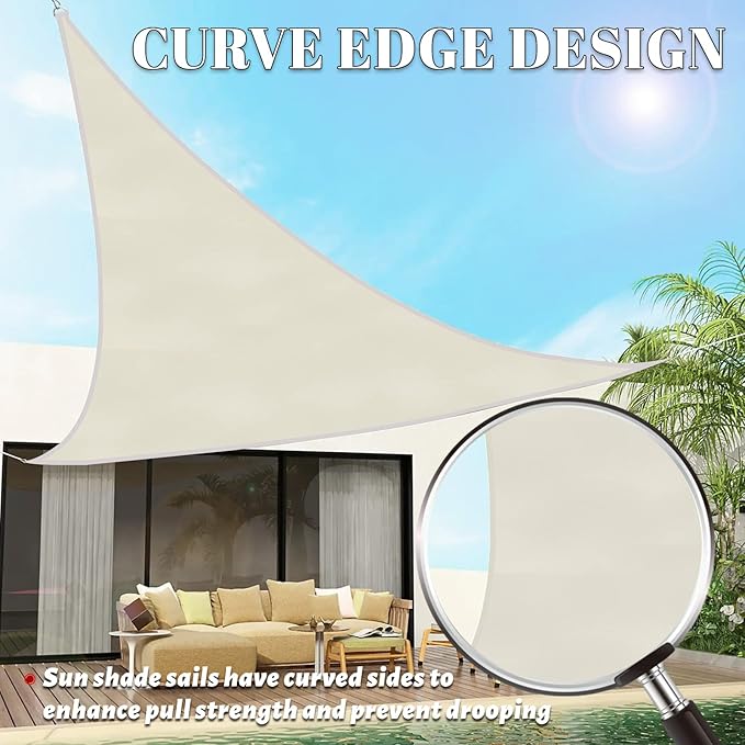 SUNLAX Custom Size 10'x18'x20.6' Beige (Cream) Sun Shade Sail Right Triangle UV Block Sunshade for Backyard Yard Deck Patio Garden Outdoor Facility (Customized)