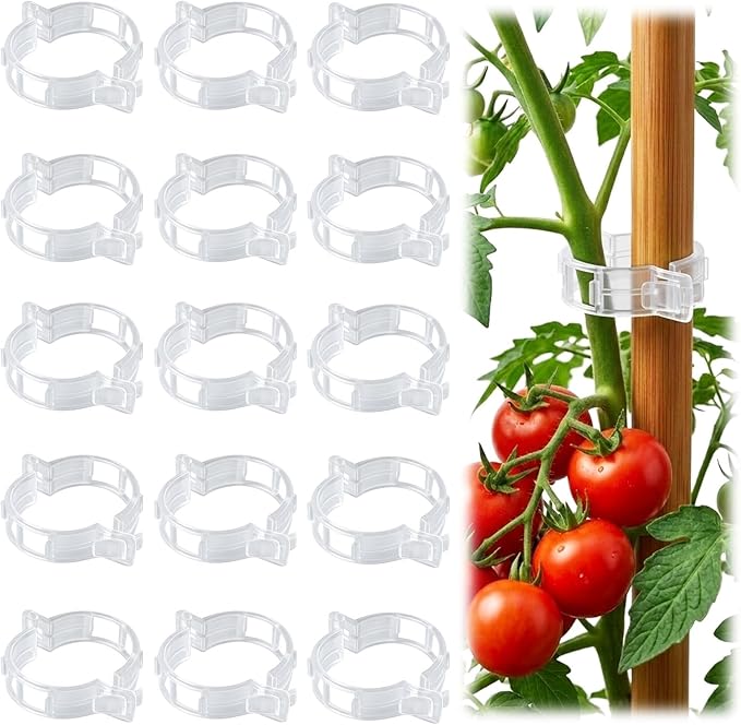 100pcs Tomato Clips for Climbing plants, Plastic Trellis Plant Support Clips for Garden, Reusable Clips for Supporting Grape Tomato Vine and Vegetables Plants to Grow Upright Makes Plants Healthier