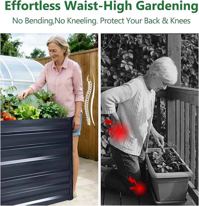 Galvalume Raised Garden Bed 8x4x1.95FT–3X Rust Resistant Aluminum-Zinc Steel,466 Gallon Extra Deep Metal Planter Box, Heavy Duty Outdoor Vegetable Garden Bed for Tomatoes, Potatoes & Root Crops