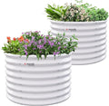 A ANLEOLIFE 2-Pack 3ft x 24” Tall Galvanized Raised Garden Beds Outdoor, Round Metal Planter Box for Planting Vegetables Flowers Herb, Anti-Rust & Easy-Setup, Antique White