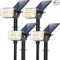 Solar Spot Lights Outdoor, 102 LED Solar Garden Yard Spotlight Waterproof Landscape Flood Powered Lights with Adjustable Light & Panel, 4 Lighting Modes for Pathway Driveway, 4 Pack(Warm White)