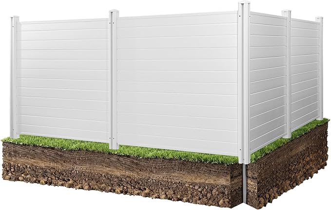 VEVOR Outdoor Privacy Screens, 50" W x 50" H Air Conditioner Fence, Pool Equipment Enclosure, Horizontal Vinyl Privacy Fence, Perfect to Enclose Trash Can and A/C Units (4-Panel)