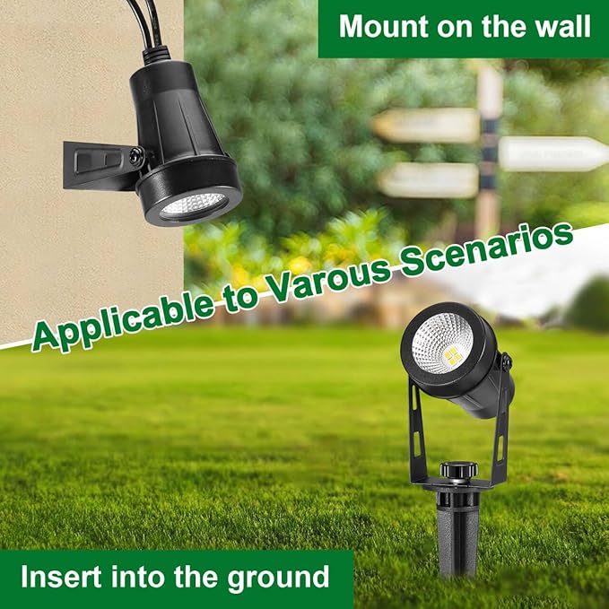 Low Voltage Landscape Lighting, 8 Pack Outdoor Spot Lights with Transformers, 12V Warm White Landscape Spotlights IP65 Waterproof Plug in Outdoor Uplights for Yard House Pathway Tree Pools