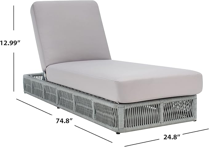SAFAVIEH Outdoor Collection Gillian Grey Rope/Grey Cushion Chaise Lounge Chair (PAT7527C)