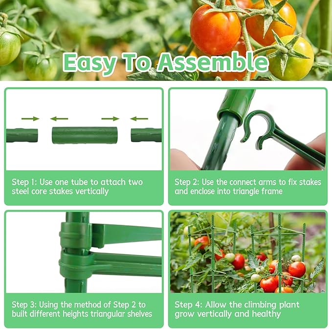 Riare 4 Pack 4 FT Tomato Cages for Garden- 48inches Heavy Duty Tomato Stakes and Supports, Adjustable Tall Tomato Plant Support Trellis for Pots, Raised Garden Bed, Climbing Vegetables Plants