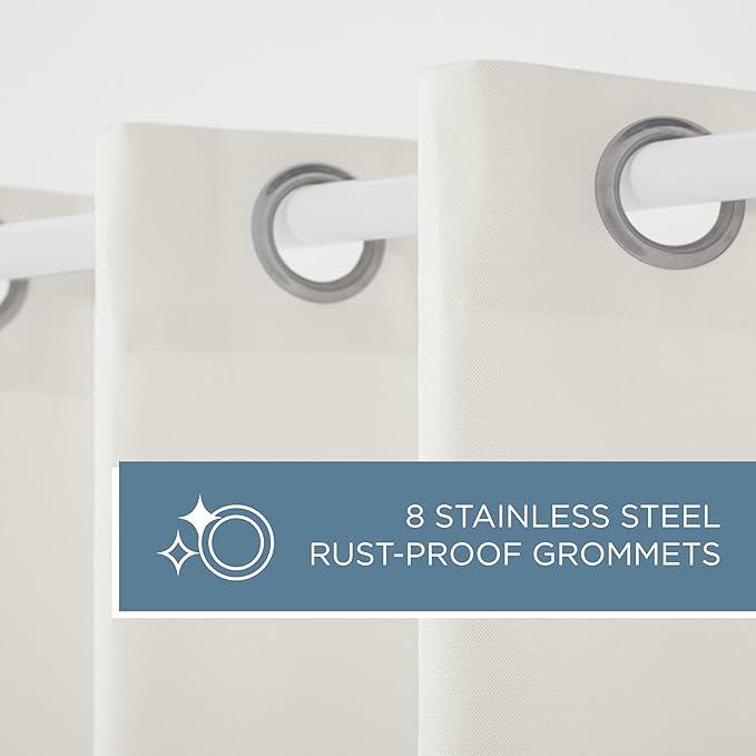 TOWN & COUNTRY BASICS Heavyweight Vanilla Grommet Curtain | Light Filtering | Indoor Outdoor | Water Repellent | 54"x108", Pack of 12