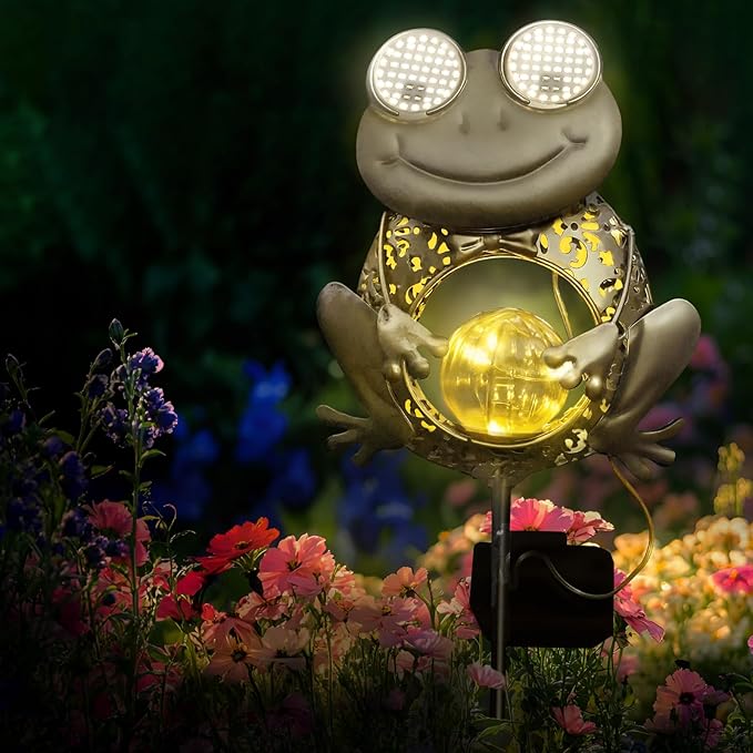 Solar Lights Outdoor Decor, Solar Frog Yard Decorations Outdoor, Garden Decorative, IP65 Waterproof, Gifts for Women Mom, for Yard Patio Lawn Pathway Landscape