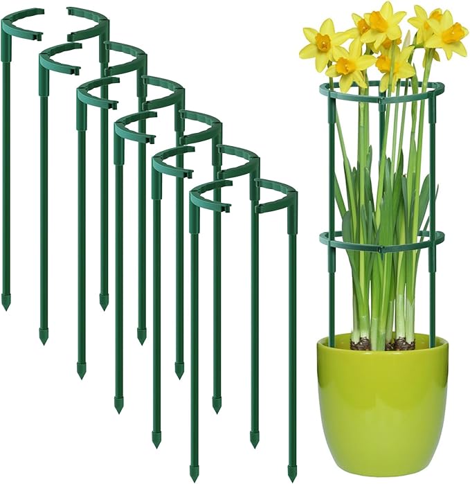 Uzoli 12 Pack Plant Support Stakes Sets - Versatile Plant Cages, Stackable 3 Tier Garden Flower Support，Plant Stakes for Indoor Outdoor Plants Tomato, Peony, Monstera, Hydrangea, Climbing Plants
