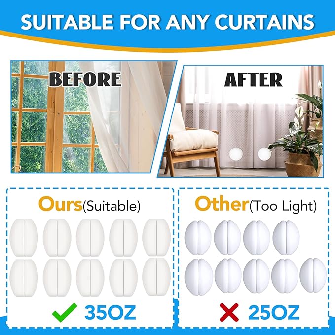 20 Pcs Shower Curtain Weights，Silicone Wrapped Heavy Duty shower curtain magnets，Curtain Weights Heavy Outdoor，Prevent Curtain Liner from Blowing Around, Work for Drapery, Flag, Tablecloth(10 Pairs)
