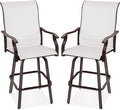Best Choice Products Set of 2 Swivel Barstools, Bar Height Outdoor Chairs, 360 Rotating Patio Bar Stools w/All-Weather Mesh, 300lb Capacity - Ivory