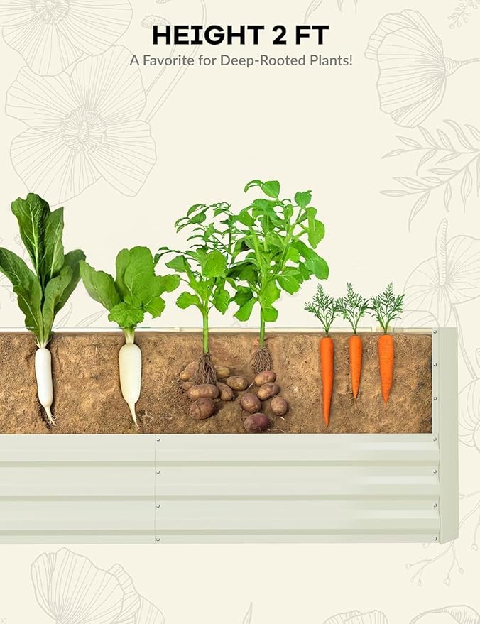 GarveeLife 2pcs 6x3x2 ft Galvanized Raised Garden Bed, 24" Tall Metal Planter Box for Flowers Vegetables, Rust-Resistant Raised Garden Beds for Gardening, Easy Assembly Outdoor Garden Box & Planters