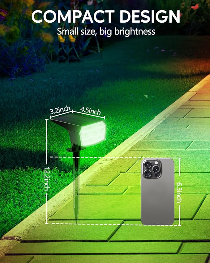 HIBOITEC Solar Spot Lights Outdoor Color Changing 59LED Landscape Lighting Solar Powered Uplights Waterproof Dusk to Dawn for Christmas Decorations Garden Yard Outdoor 4 Packs Multicolor