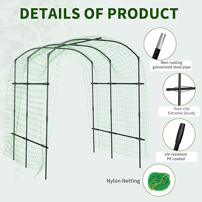 DoCred Tall Garden Arch Trellis for Climbing Plants, 87in Tall Metal Plant Support Trellis Archway for Climbing Vine Vegetable/Fruit/Flower Outdoor Yard Lawn Garden Arch Tunnel Trellis