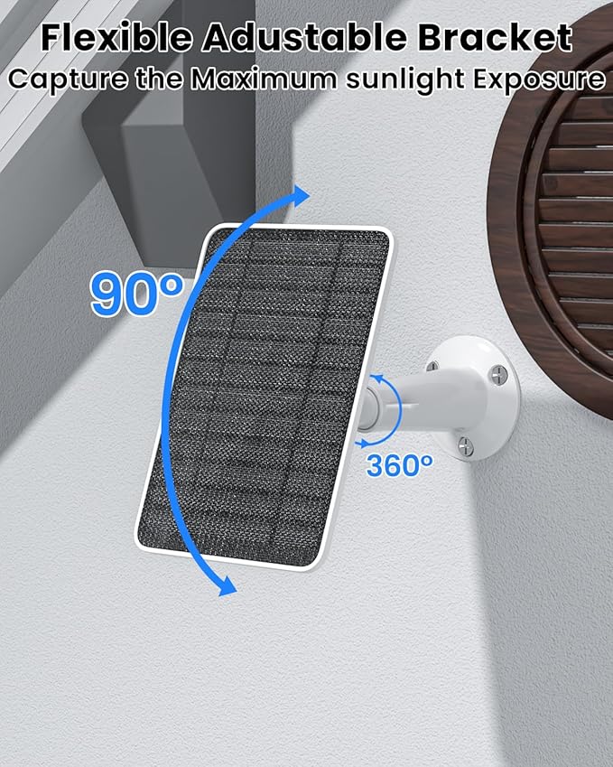 5W Solar Panel Charger Compatible with Arlo Essential 2K Outdoor Camera(2nd Gen)/Essential Outdoor XL(2nd Gen)/Essential Spotlight, IP65 Waterproof 10ft USB-C & Micro USB Cable & Wall Mount, 3 Pack