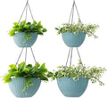 Hanging Planters for Outdoor Plants 8/10 Inch, 4 Packs Hanging Flower Pot Indoor with Drainage Holes, Self-Watering Hanging Basket Perfect for Home, Office and Garden (Sky Blue)
