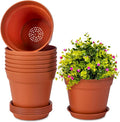 homenote Plant Pots,7.5 Inch Flower Pots for Plants Plastic Planters for Indoor with Multiple Drainage Holes and Trays, for All Home Garden Flowers Succulents,Outdoor(T8 Pack)