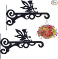 hogardeck Plant Hangers Outdoor Decor, 2 Pack 10” Metal Hanging Plant Bracket with Fairy for Garden Patio Yard Decor, Anti Rust Plant Hooks for Hanging Plants, Bird Feeder, Wind Chime, Lantern