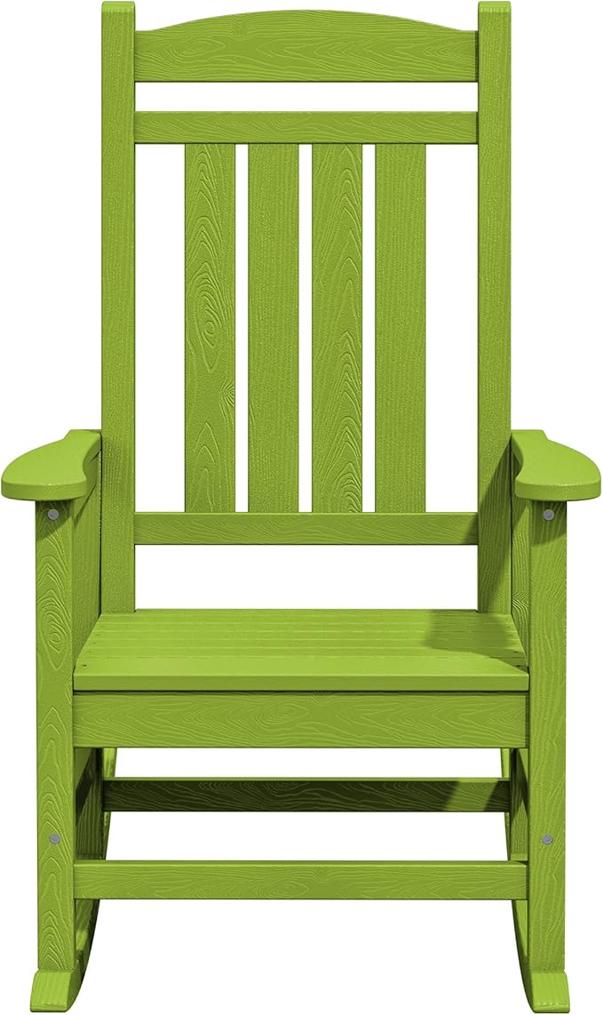 KINGYES HDPE Rocking Chairs Outdoor, Patio Rocking Chairs with 330lbs Support, Smooth Porch Rocker for Deck Lawn Yard, Pistachio Green