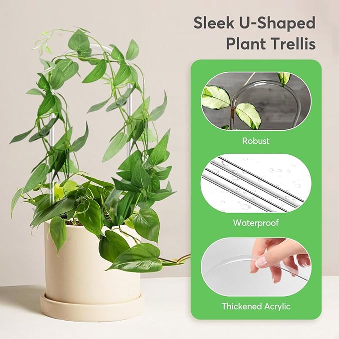 2 Pack Thickened U-Shaped Acrylic Trellis for Indoor & Outdoor Plants, Perfect for Potted Houseplants